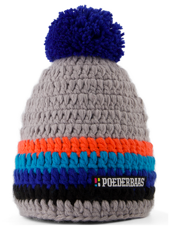 Poederbaas Classic Colorful Beanie/Muts - Grijs/Blauw/Oranje