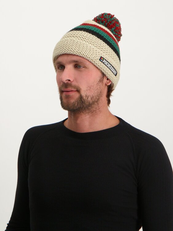 Poederbaas Classic Colorful Beanie/Muts 2.0 - Cr&egrave;me/Groen