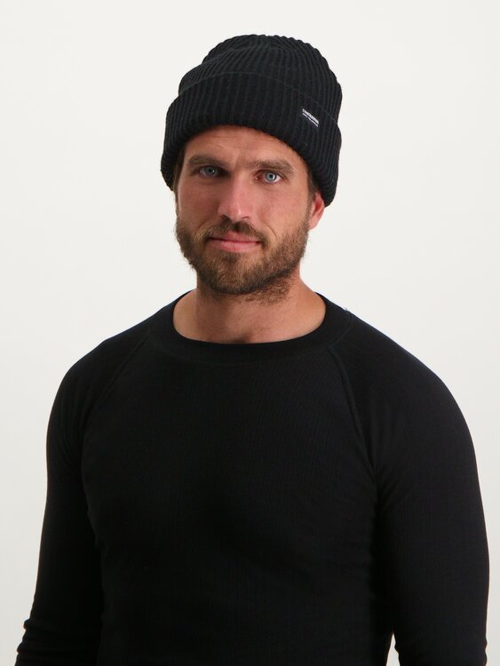 Poederbaas Royal Rib Beanie/Muts - Zwart