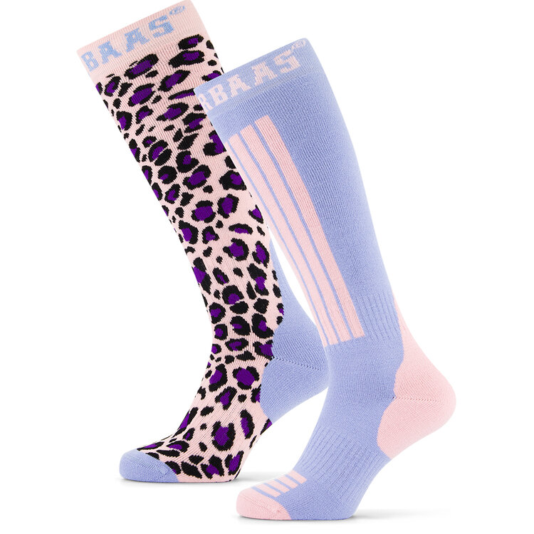 Poederbaas Skisokken Panther - Pink Multi - 2 Pack