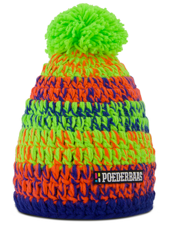 Poederbaas Classic Colorful Beanie/Muts - Oranje/Groen/Blauw