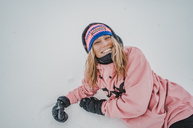 Poederbaas Classic Colorful Beanie/Muts - Roze/Oranje/Blauw