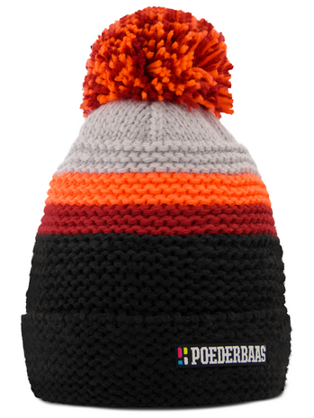 Poederbaas Classic Colorful Beanie/Muts 2.0 - Zwart/Oranje