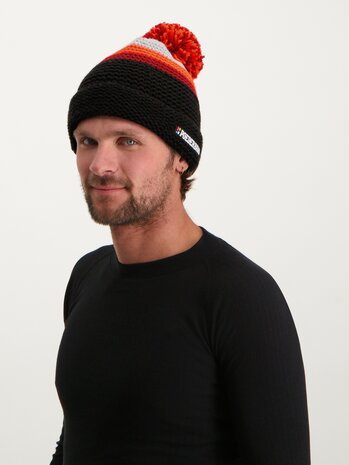 Poederbaas Classic Colorful Beanie/Muts 2.0 - Zwart/Oranje