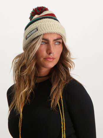 Poederbaas Classic Colorful Beanie/Muts 2.0 - Cr&egrave;me/Groen