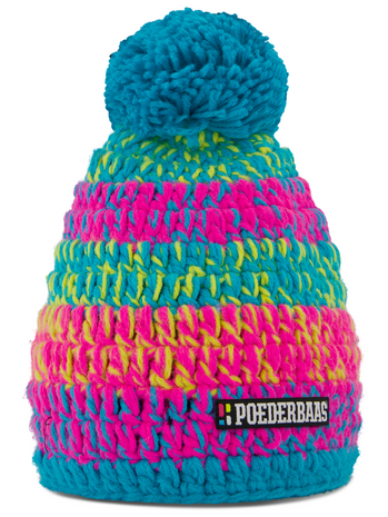 Poederbaas Classic Colorful Beanie/Muts - Roze/Blauw/Geel