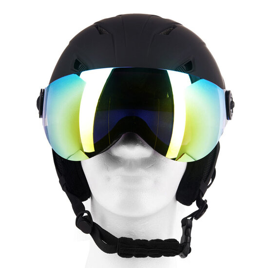 Skihelm Vizorz zwart - Incl hoes, vizier oranje en vizier grijs/goud - Maat L