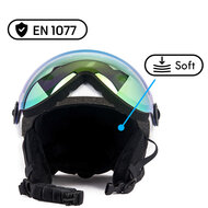Skihelm Vizorz wit - Incl hoes, vizier oranje en vizier grijs/goud - Maat M