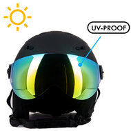 Skihelm Vizorz zwart - Incl hoes, vizier oranje en vizier grijs/goud - Maat L