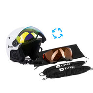 Skihelm Vizorz wit  - Incl hoes, vizier oranje en vizier grijs/goud - Maat L