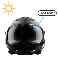 Skihelm Vizorz Lux zwart - Dubbel vizier (zilver en oranje) en hoes - Maat M