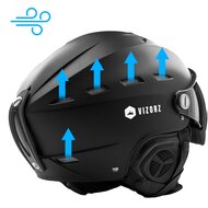 Skihelm Vizorz Lux zwart - Dubbel vizier (zilver en oranje) en hoes - Maat M