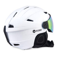 Skihelm Vizorz wit - Incl hoes, vizier oranje en vizier grijs/goud - Maat M