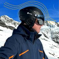 Skihelm Vizorz Lux zwart - Dubbel vizier (zilver en oranje) en hoes - Maat L