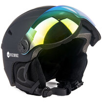 Skihelm Vizorz zwart - Incl hoes, vizier oranje en vizier grijs/goud - Maat L Skihelm Vizorz zwart - Incl hoes, vizier oranje en vizier grijs/goud - Maat L