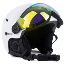 Skihelm Vizorz wit - Incl hoes, vizier oranje en vizier grijs/goud - Maat M Skihelm Vizorz wit - Incl hoes, vizier oranje en vizier grijs/goud - Maat M